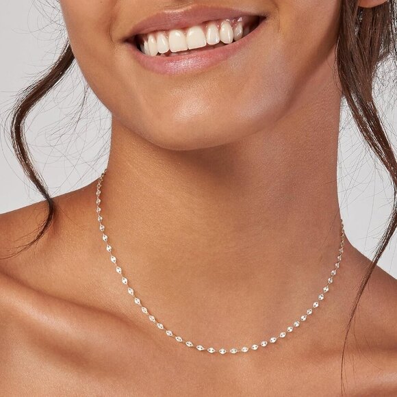 925 Sterling Silver Choker Necklace Figaro Link Chain Necklace for Women Simple - Picture 8 of 9